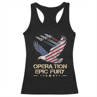 Operation Epic Fury American Eagle Flag Racerback Tank Top Jet Flyover USA Freedom