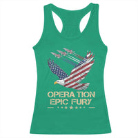 Operation Epic Fury American Eagle Flag Racerback Tank Top Jet Flyover USA Freedom