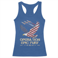 Operation Epic Fury American Eagle Flag Racerback Tank Top Jet Flyover USA Freedom