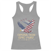 Operation Epic Fury American Eagle Flag Racerback Tank Top Jet Flyover USA Freedom