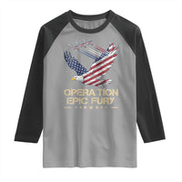 Operation Epic Fury American Eagle Flag Raglan Shirt Jet Flyover USA Freedom