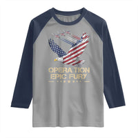 Operation Epic Fury American Eagle Flag Raglan Shirt Jet Flyover USA Freedom