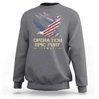 Operation Epic Fury American Eagle Flag Sweatshirt Jet Flyover USA Freedom