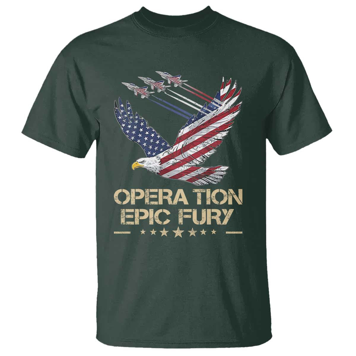 Operation Epic Fury American Eagle Flag T Shirt Jet Flyover USA Freedom