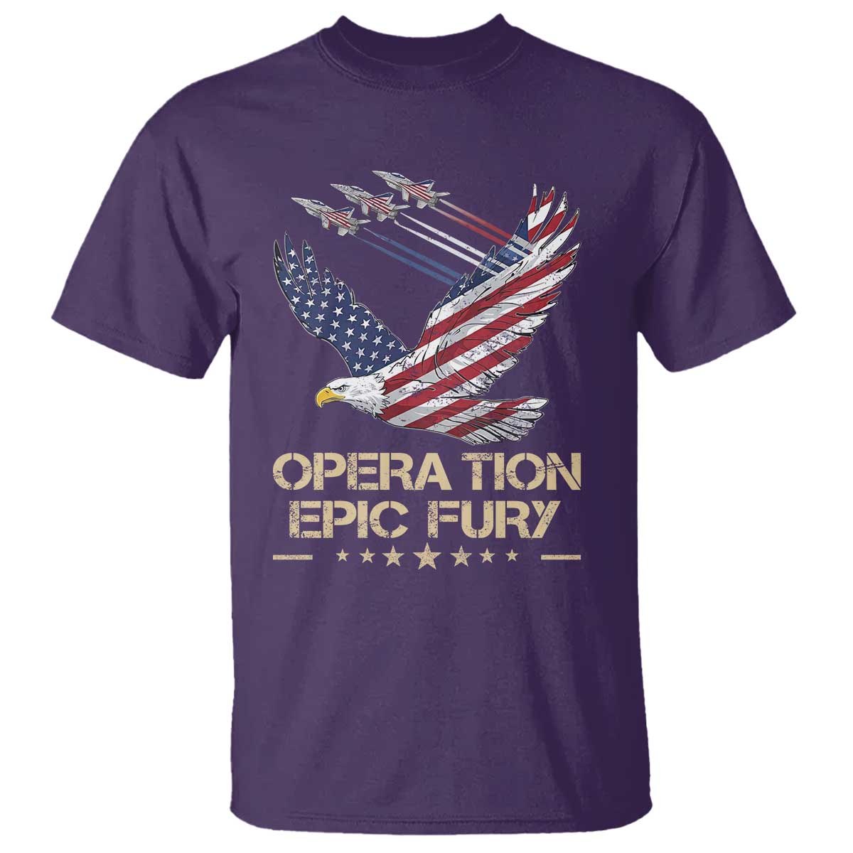 Operation Epic Fury American Eagle Flag T Shirt Jet Flyover USA Freedom