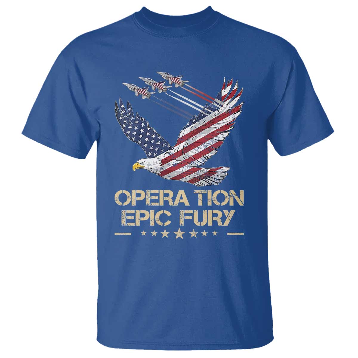 Operation Epic Fury American Eagle Flag T Shirt Jet Flyover USA Freedom