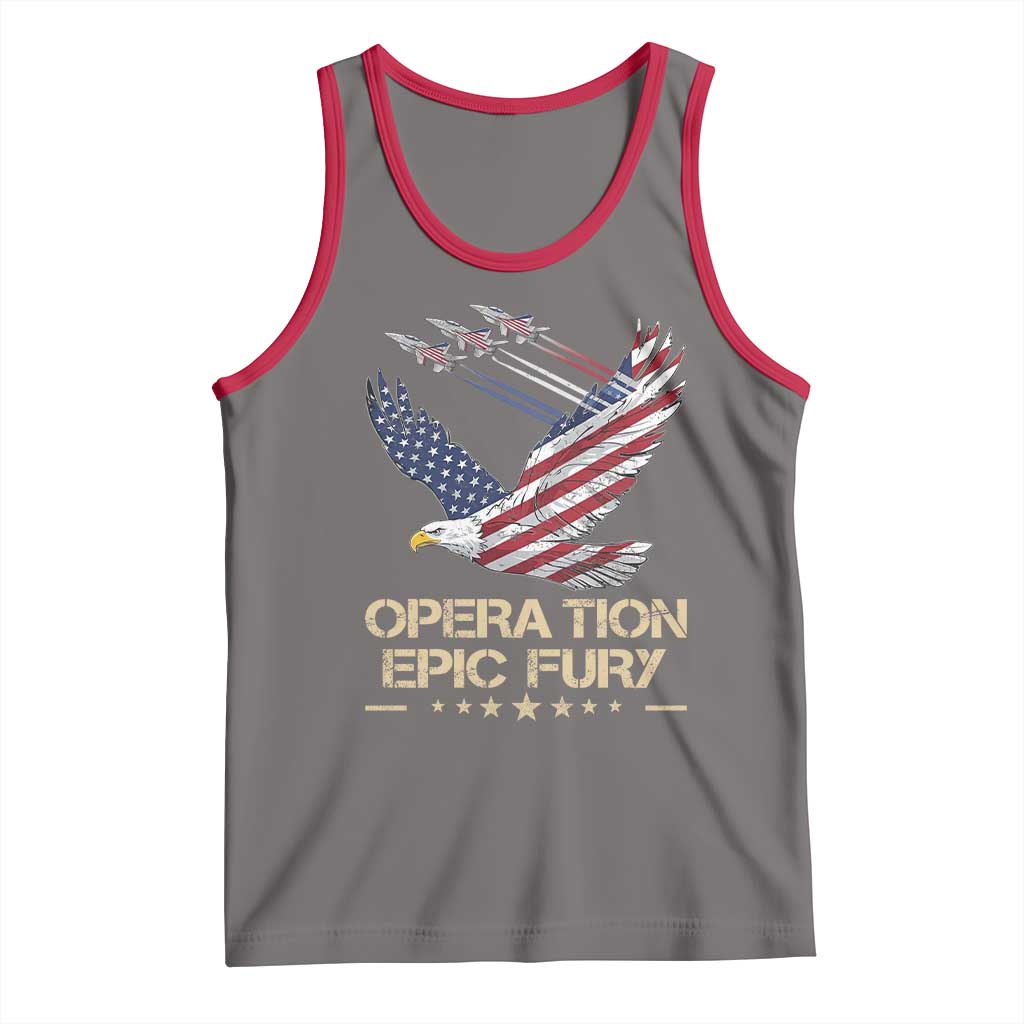 Operation Epic Fury American Eagle Flag Tank Top Jet Flyover USA Freedom