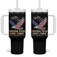 Operation Epic Fury American Eagle Flag Tumbler With Handle Jet Flyover USA Freedom