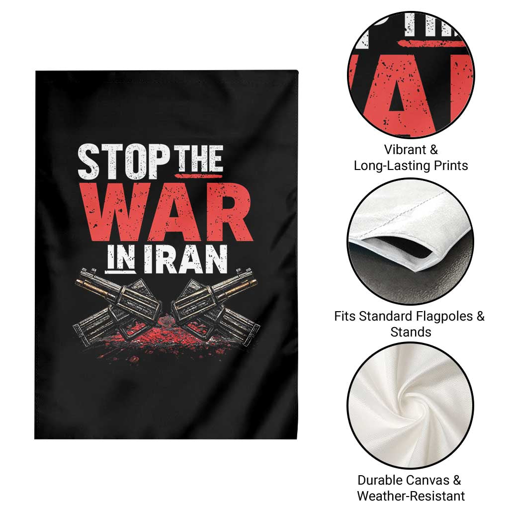 Stop the War in Iran Garden Flag Anti War Protest Peace Advocacy Human Rights