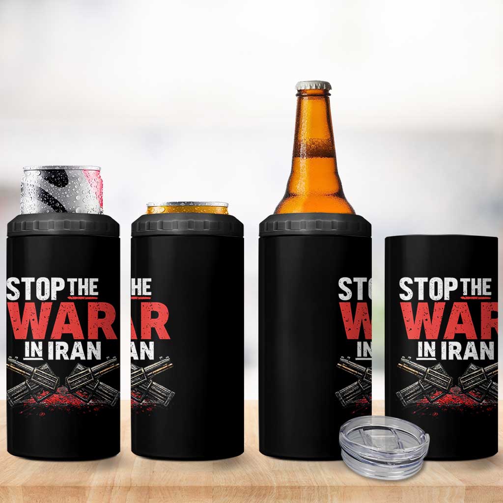 Stop the War in Iran 4 in 1 Can Cooler Tumbler Anti War Protest Peace Advocacy Human Rights