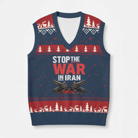 Stop the War in Iran V-Neck Knit Sweater Vest Anti War Protest Peace Advocacy Human Rights