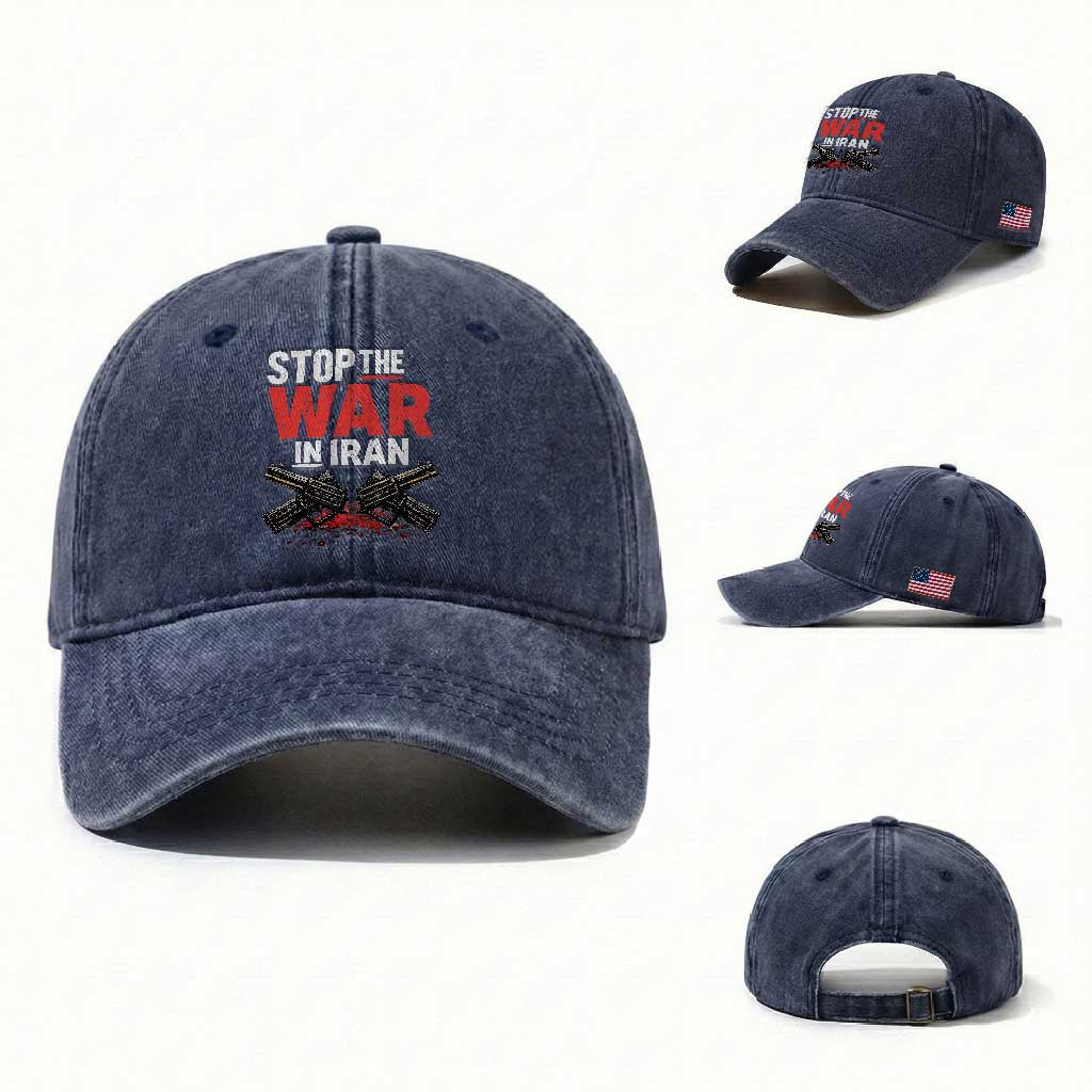 Stop the War in Iran Washed Cotton Baseball Cap Anti War Protest Peace Advocacy Human Rights