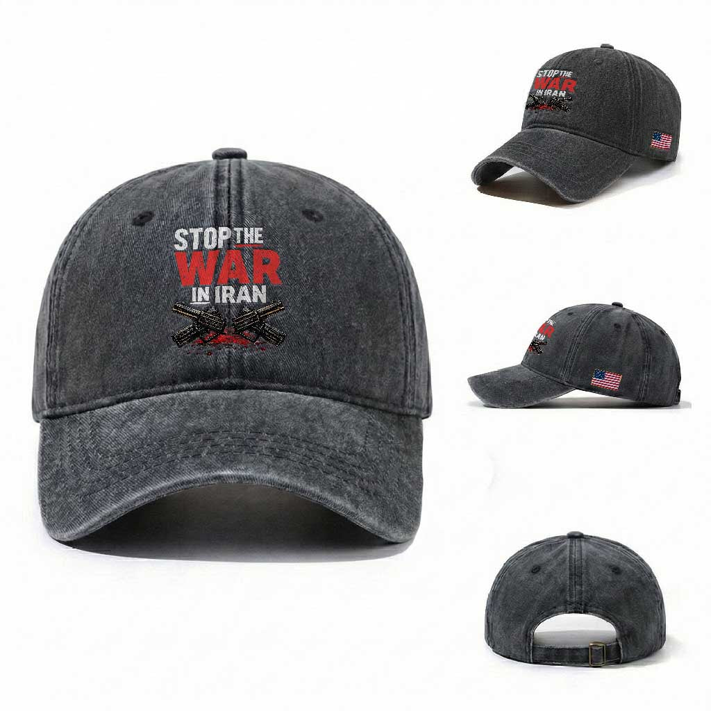 Stop the War in Iran Washed Cotton Baseball Cap Anti War Protest Peace Advocacy Human Rights