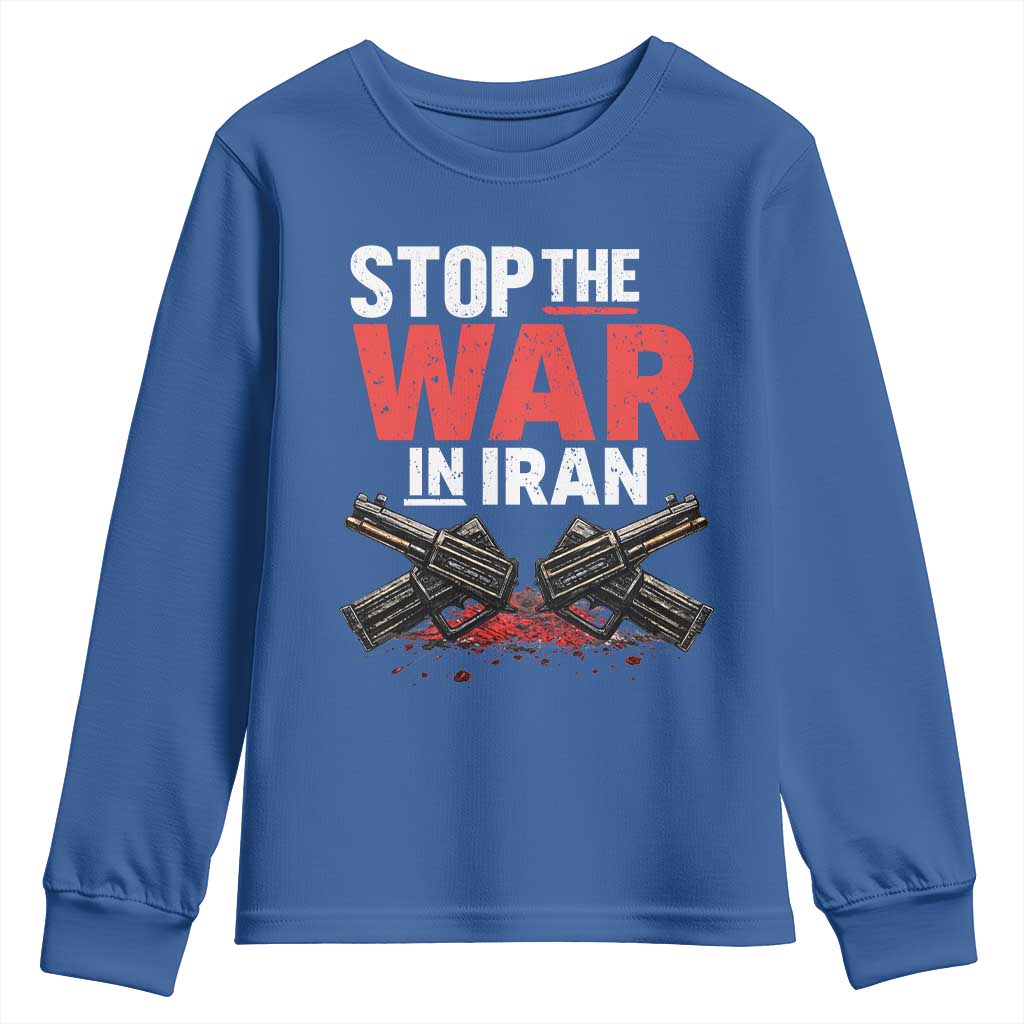 Stop the War in Iran Youth Sweatshirt Anti War Protest Peace Advocacy Human Rights