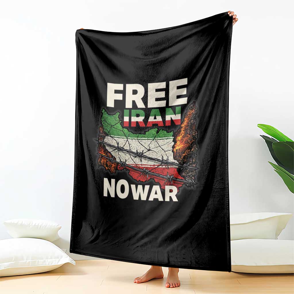 Free Iran No War Protest Graphic Throw Blanket Barbed Wire Freedom Human Rights Solidarity