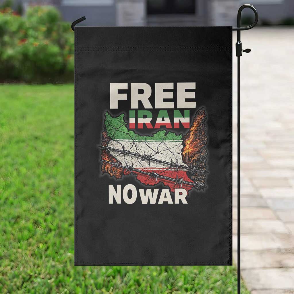 Free Iran No War Protest Graphic Garden Flag Barbed Wire Freedom Human Rights Solidarity