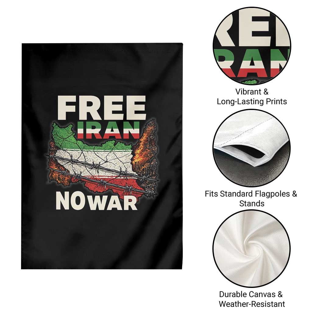 Free Iran No War Protest Graphic Garden Flag Barbed Wire Freedom Human Rights Solidarity