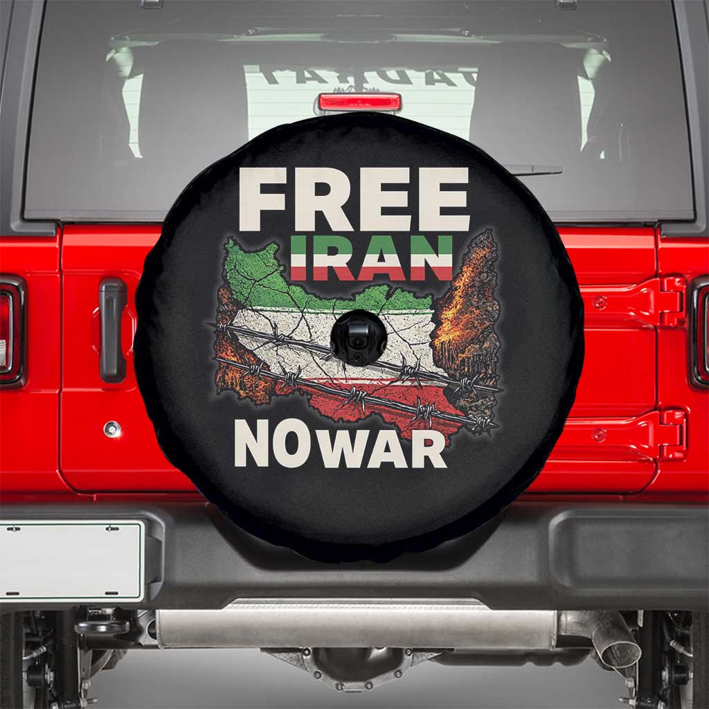 Free Iran No War Protest Graphic Spare Tire Cover Barbed Wire Freedom Human Rights Solidarity