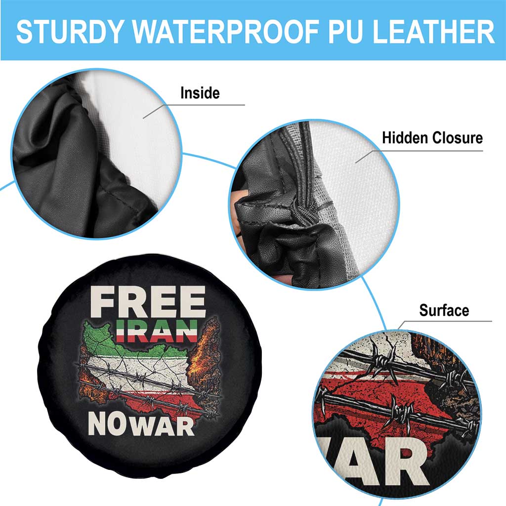Free Iran No War Protest Graphic Spare Tire Cover Barbed Wire Freedom Human Rights Solidarity