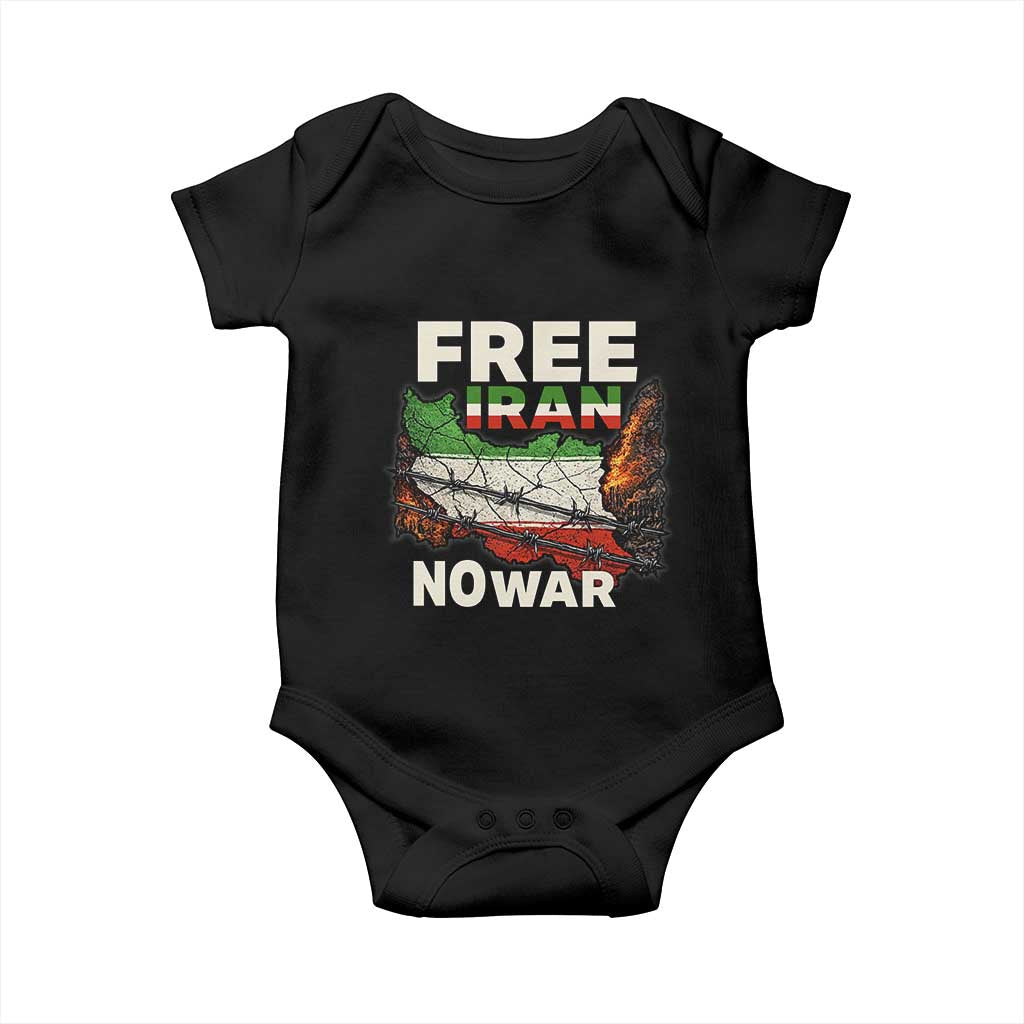 Free Iran No War Protest Graphic Baby Onesie Barbed Wire Freedom Human Rights Solidarity