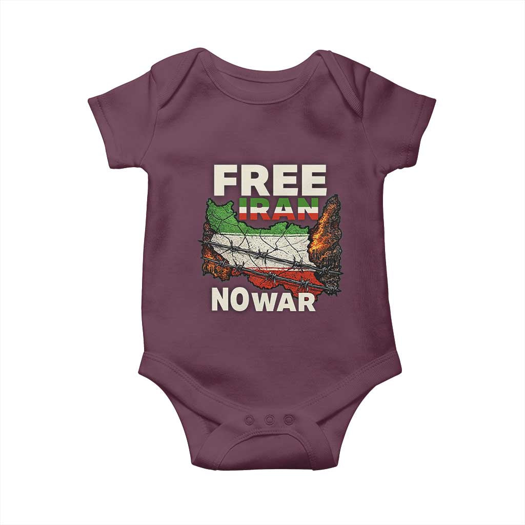Free Iran No War Protest Graphic Baby Onesie Barbed Wire Freedom Human Rights Solidarity