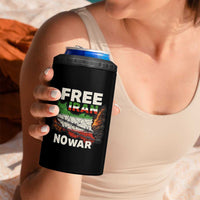 Free Iran No War Protest Graphic 4 in 1 Can Cooler Tumbler Barbed Wire Freedom Human Rights Solidarity