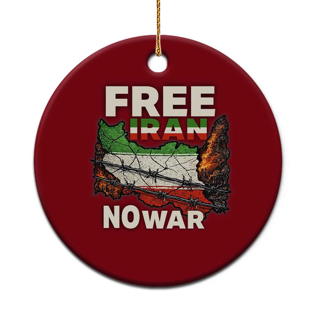 Free Iran No War Protest Graphic Ceramic Ornament Barbed Wire Freedom Human Rights Solidarity