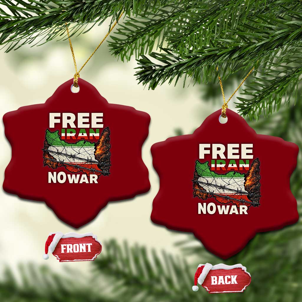 Free Iran No War Protest Graphic Ceramic Ornament Barbed Wire Freedom Human Rights Solidarity