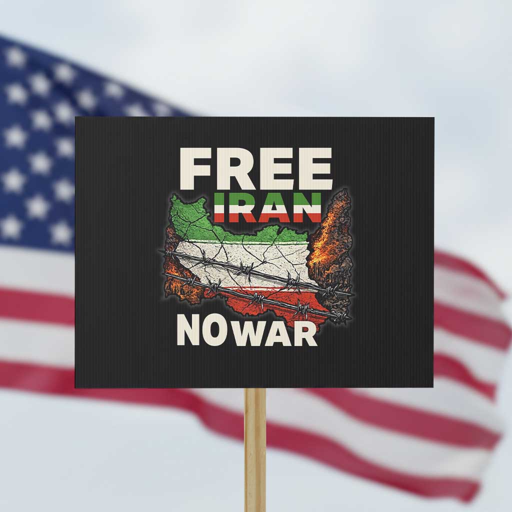 Free Iran No War Protest Graphic Protest Sign Barbed Wire Freedom Human Rights Solidarity