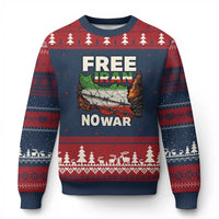 Free Iran No War Protest Graphic Ugly Christmas Sweater Barbed Wire Freedom Human Rights Solidarity