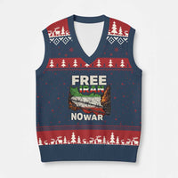 Free Iran No War Protest Graphic V-Neck Knit Sweater Vest Barbed Wire Freedom Human Rights Solidarity