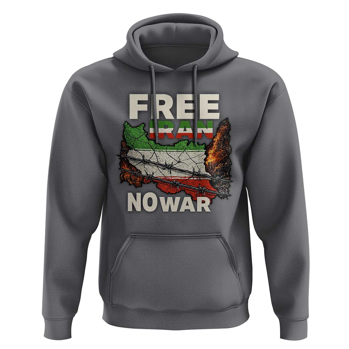 Free Iran No War Protest Graphic Hoodie Barbed Wire Freedom Human Rights Solidarity