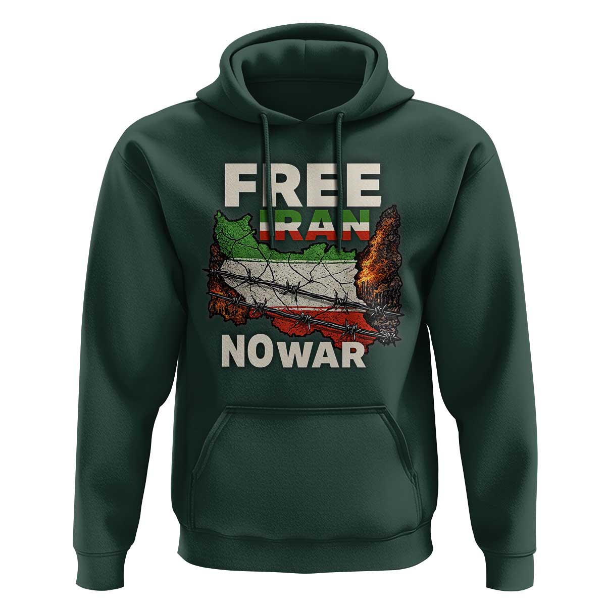 Free Iran No War Protest Graphic Hoodie Barbed Wire Freedom Human Rights Solidarity