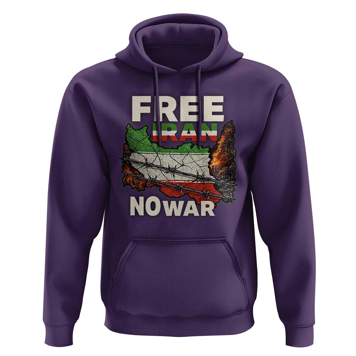 Free Iran No War Protest Graphic Hoodie Barbed Wire Freedom Human Rights Solidarity