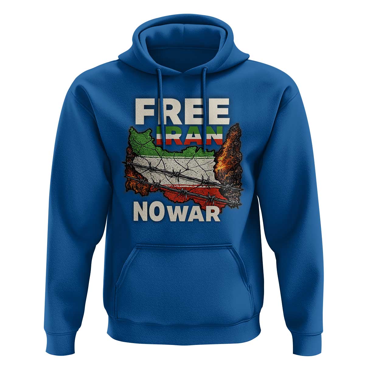 Free Iran No War Protest Graphic Hoodie Barbed Wire Freedom Human Rights Solidarity