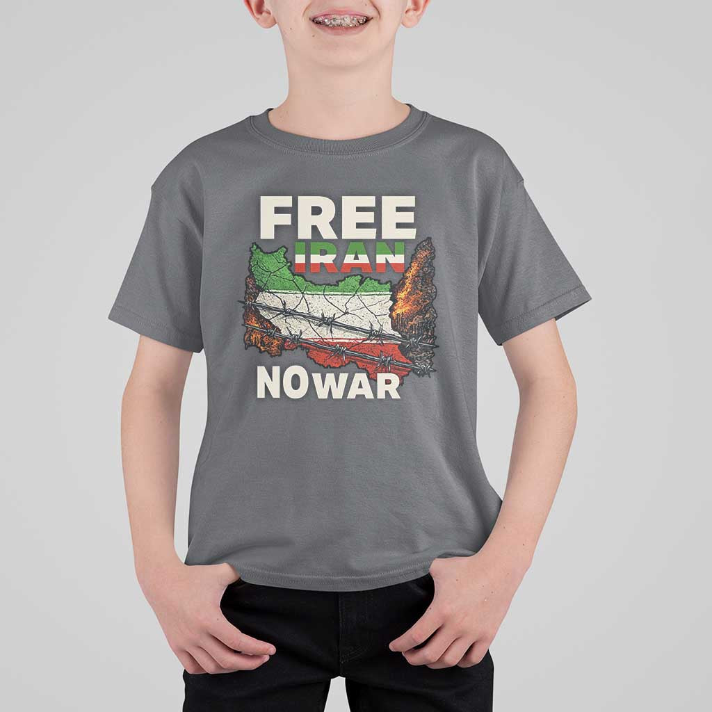 Free Iran No War Protest Graphic T Shirt For Kid Barbed Wire Freedom Human Rights Solidarity