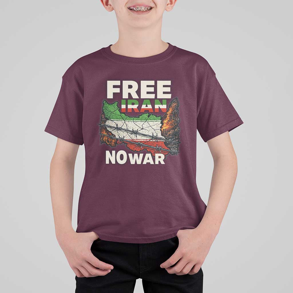 Free Iran No War Protest Graphic T Shirt For Kid Barbed Wire Freedom Human Rights Solidarity
