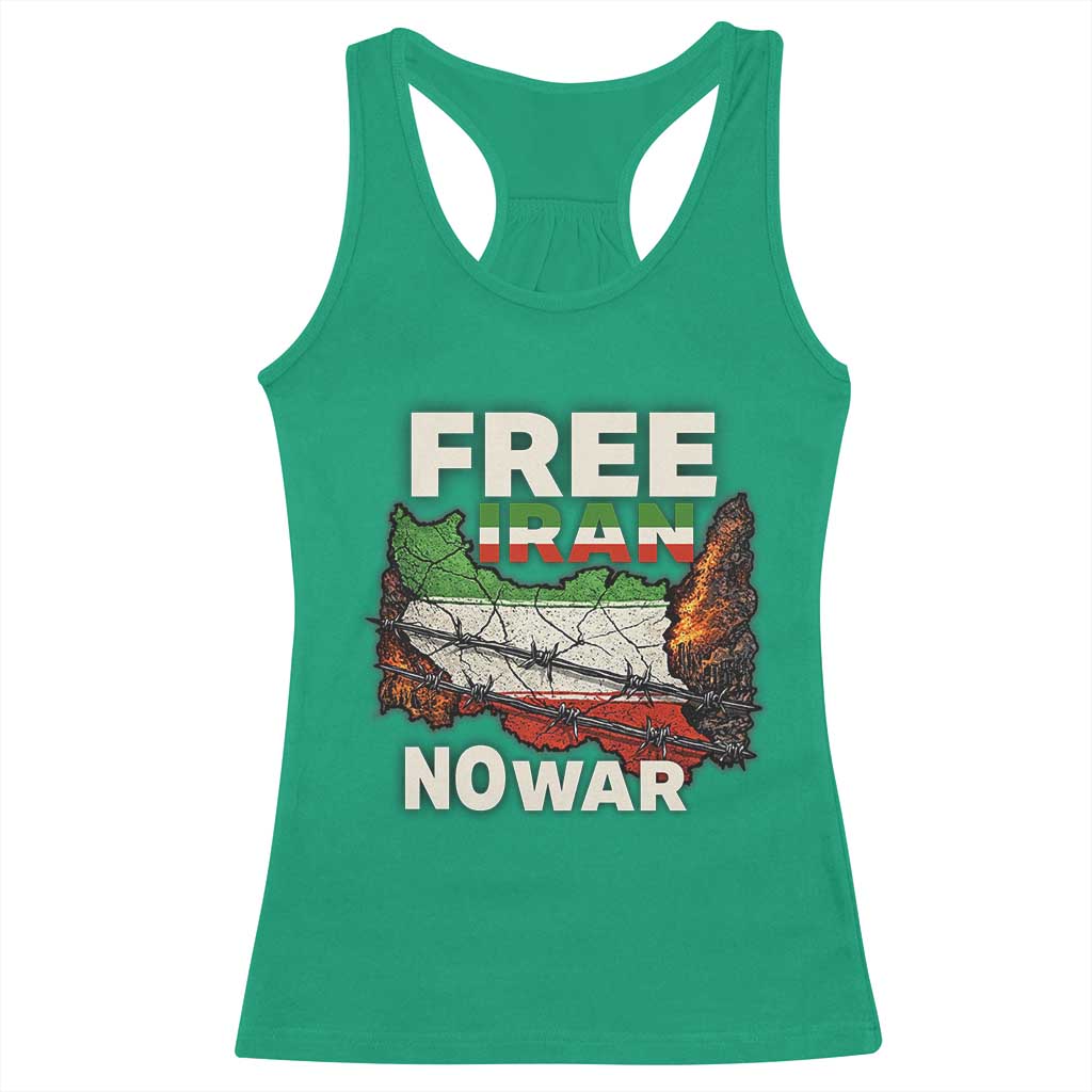 Free Iran No War Protest Graphic Racerback Tank Top Barbed Wire Freedom Human Rights Solidarity