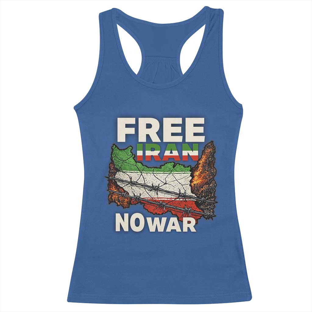 Free Iran No War Protest Graphic Racerback Tank Top Barbed Wire Freedom Human Rights Solidarity