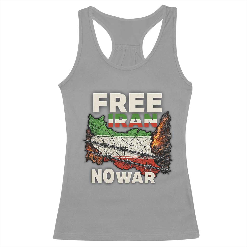 Free Iran No War Protest Graphic Racerback Tank Top Barbed Wire Freedom Human Rights Solidarity