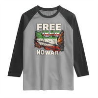 Free Iran No War Protest Graphic Raglan Shirt Barbed Wire Freedom Human Rights Solidarity