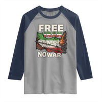 Free Iran No War Protest Graphic Raglan Shirt Barbed Wire Freedom Human Rights Solidarity