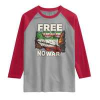 Free Iran No War Protest Graphic Raglan Shirt Barbed Wire Freedom Human Rights Solidarity