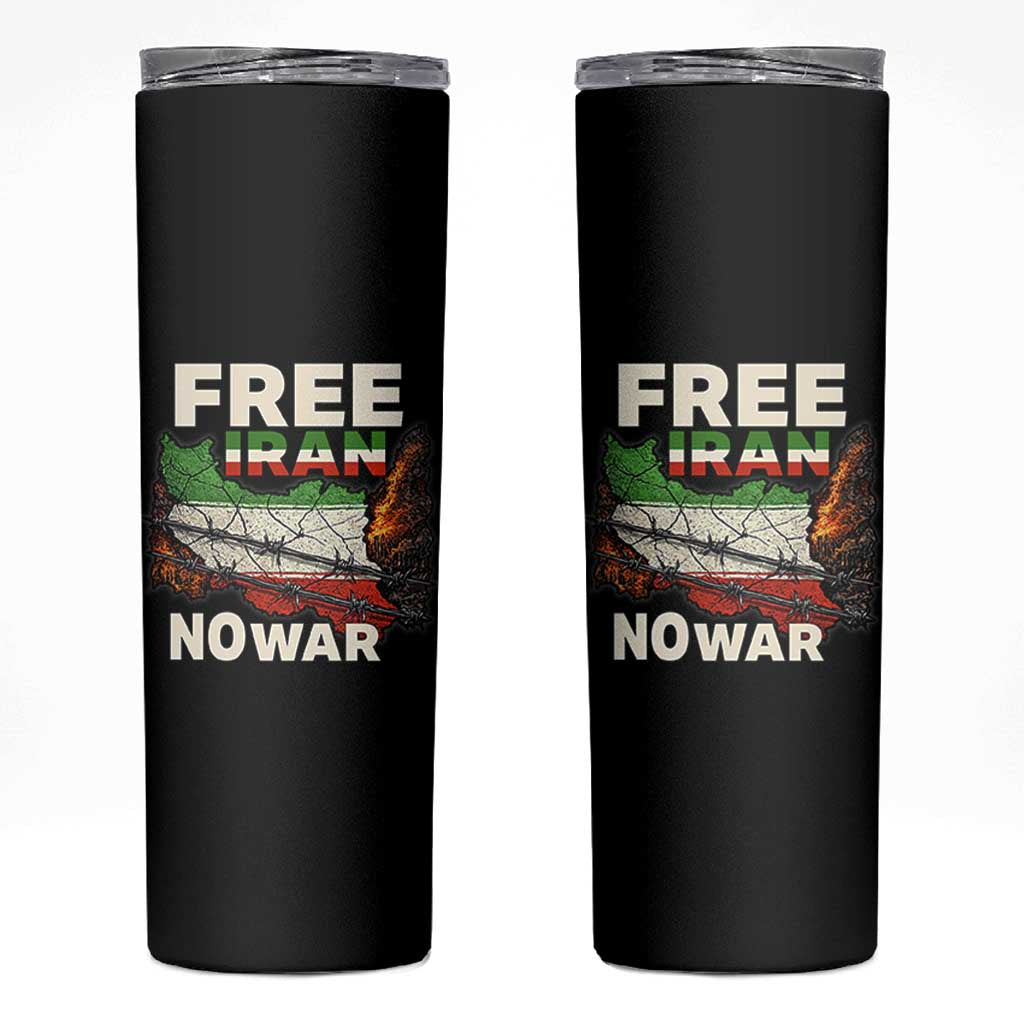 Free Iran No War Protest Graphic Skinny Tumbler Barbed Wire Freedom Human Rights Solidarity
