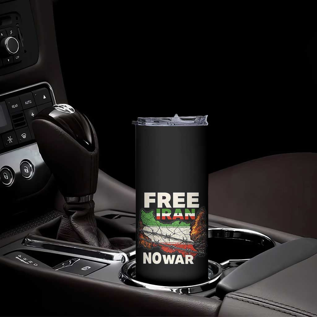 Free Iran No War Protest Graphic Skinny Tumbler Barbed Wire Freedom Human Rights Solidarity