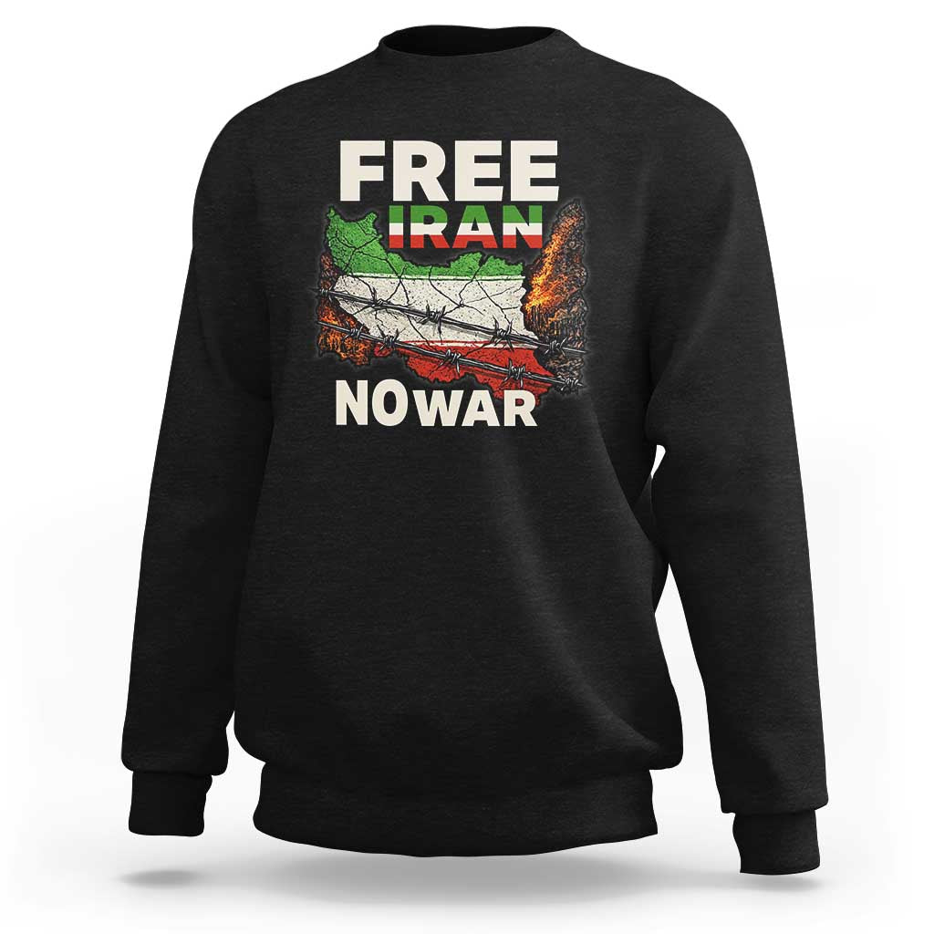 Free Iran No War Protest Graphic Sweatshirt Barbed Wire Freedom Human Rights Solidarity