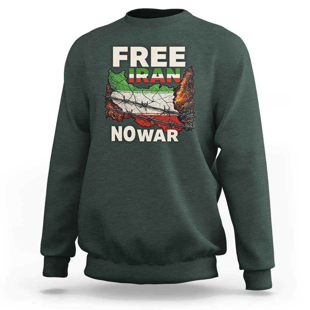 Free Iran No War Protest Graphic Sweatshirt Barbed Wire Freedom Human Rights Solidarity