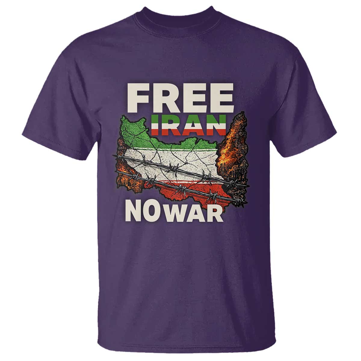 Free Iran No War Protest Graphic T Shirt Barbed Wire Freedom Human Rights Solidarity