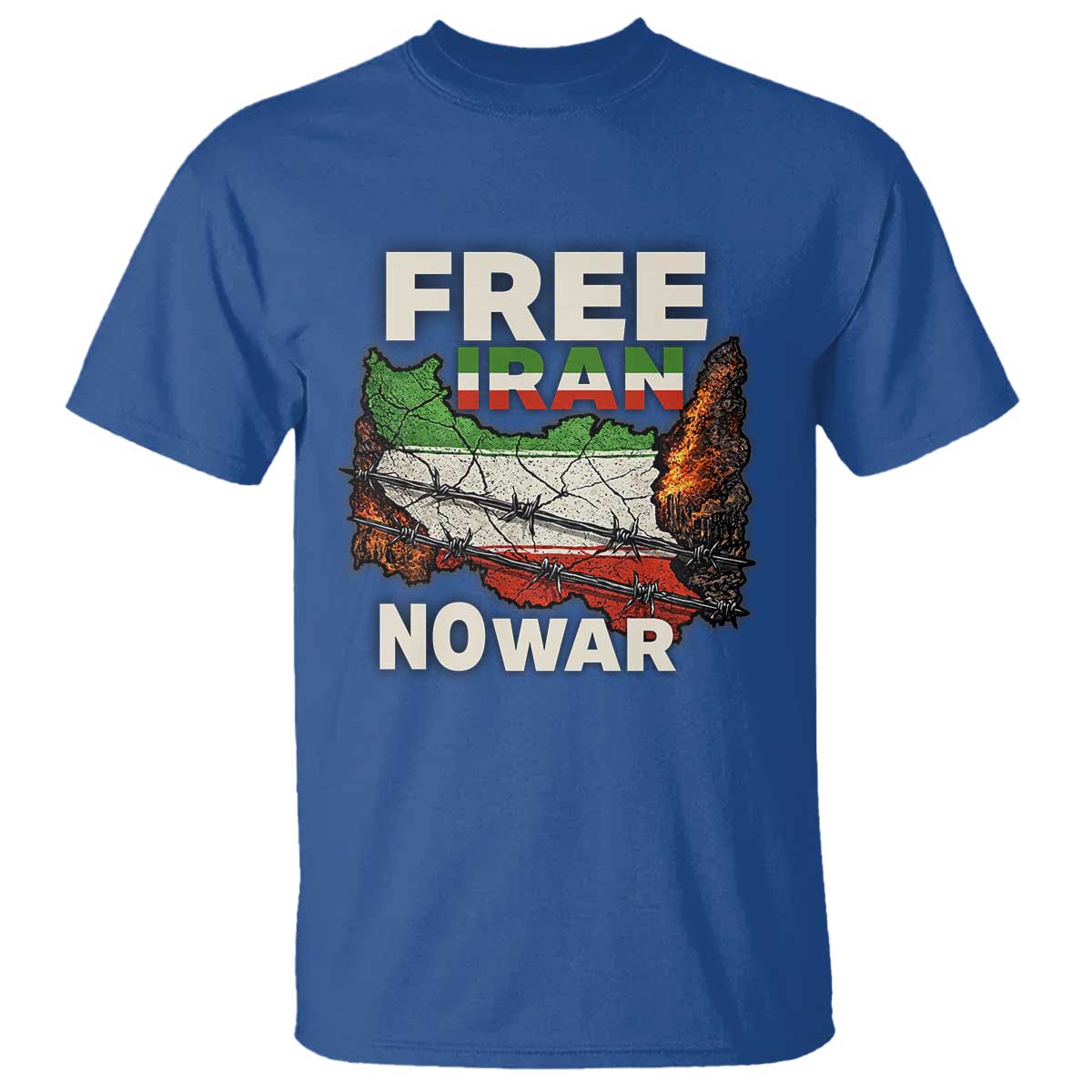 Free Iran No War Protest Graphic T Shirt Barbed Wire Freedom Human Rights Solidarity