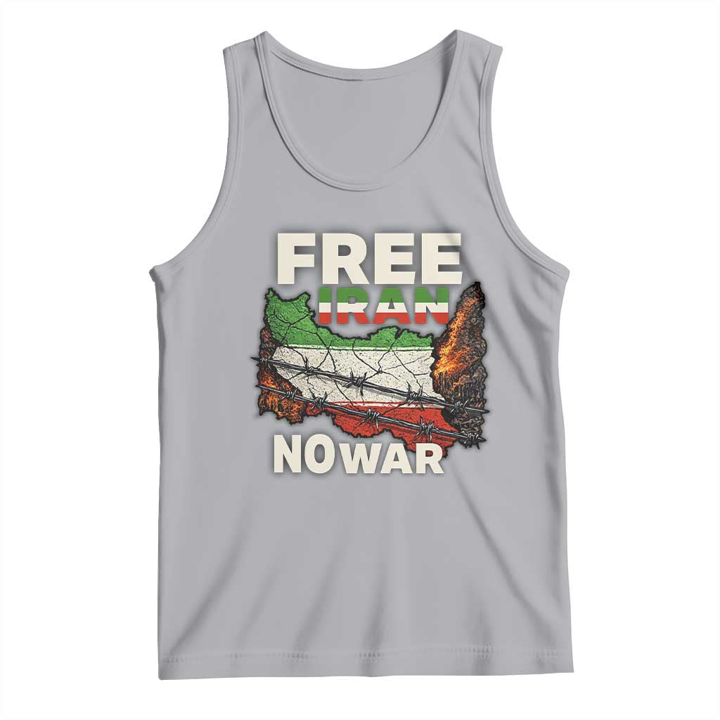 Free Iran No War Protest Graphic Tank Top Barbed Wire Freedom Human Rights Solidarity